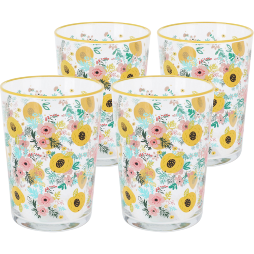 4-delni set kozarcev Flowers &amp; Fruits 510 ml,rumena