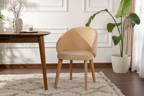 Esszimmerstuhl-Set Bentley Beige and Light Oak, 2 Stück