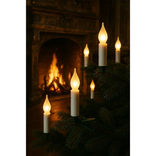 Svetelná reťaz Plameň biely, 16 LED žiaroviek Filament, predĺženie