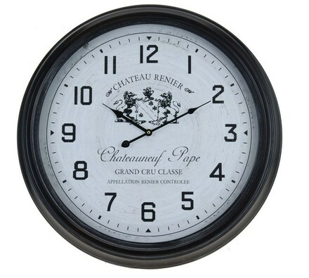 Kovové nástěnné hodiny s fancouzským designem Chat, černá, 65 x 63 x 75 cm