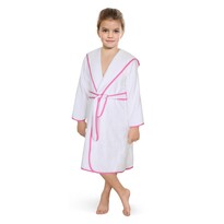 Дитячий махровий халат білий з рожевою облямівкою, 68 см