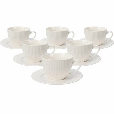 Set de 6 cești din porțelan cu farfurioare Linie 240 ml