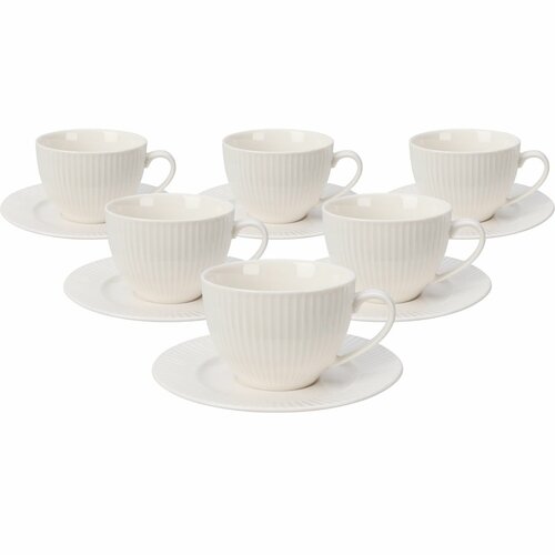 Súprava 6 porcelánových šálok s podšálkami Linie 240 ml