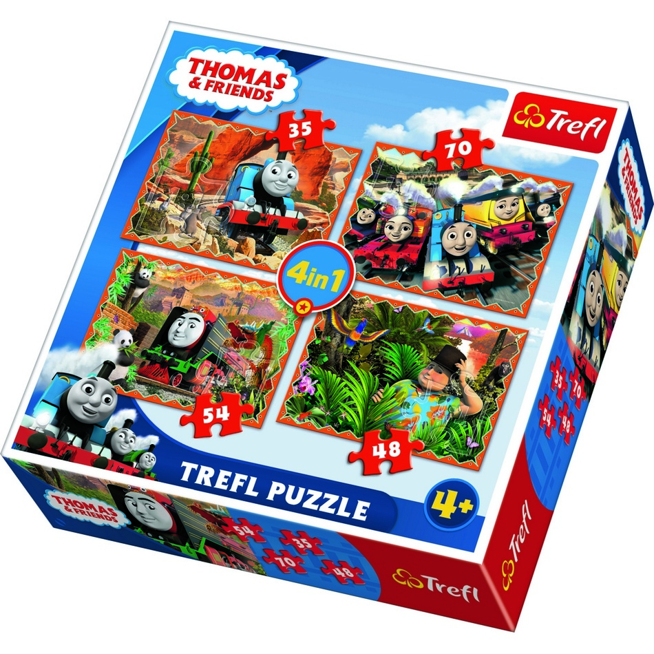 Obrázok TREFL Puzzle Mašinka Tomáš 4v1 (35,48,54,70 dílků)