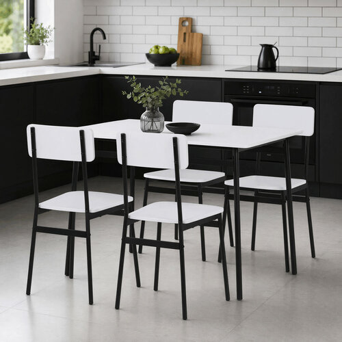 Jídelní set pro 4 osoby CORE White, černá konstrukce