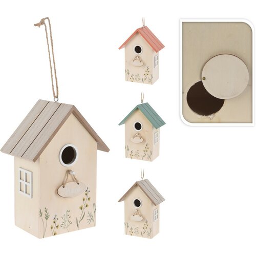Budka drewniana dla ptaków Home, naturalny, 16,5 x 10 x 21,5 cm