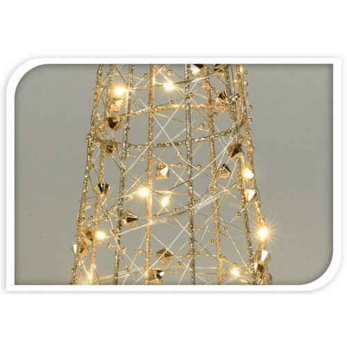 Svítící vánoční kužel Gold Diamond, 40 cm, 20 LED, teplá bílá, časovač