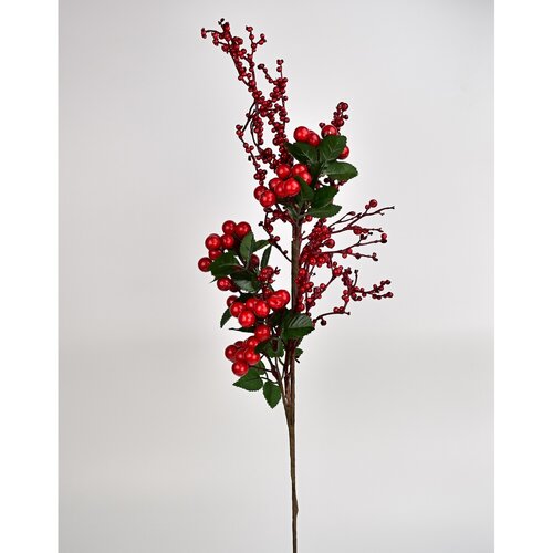 Ramură decorativă de toamnă cu bobițe roșii, 60 cm