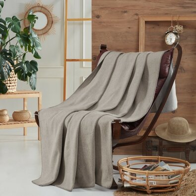 TV-Decke Brighton Cotton Grau, 130 x 170 cm