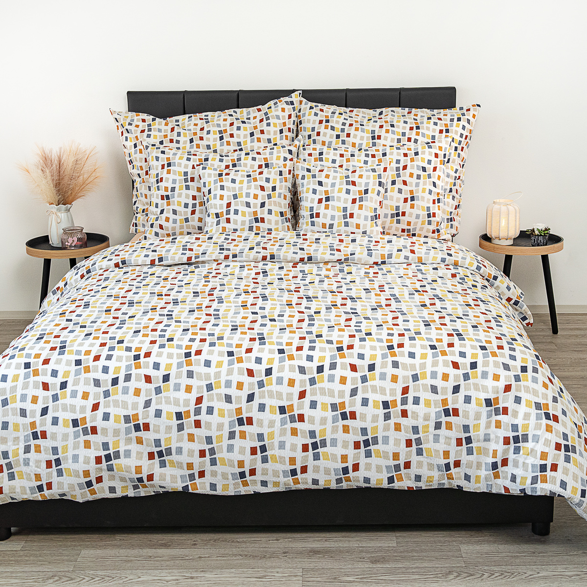 Kvalitex Pościel krepa Mozaika, 240 x 220 cm, 2x70 x 90 cm, 240 x 220 cm, 2 szt. 70 x 90 cm