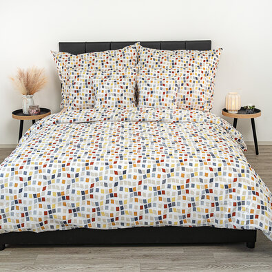 Kvalitex Krepp-Bettwäsche Mosaik, 240 x 220 cm, 2x 70 x 90 cm