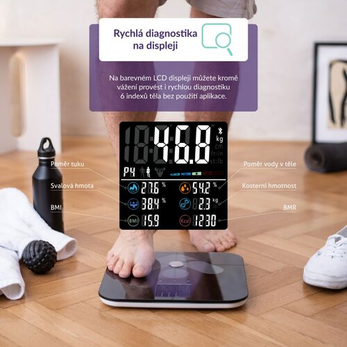 TrueLife FitScale W7 BT waga osobista z bluetooth,czarna