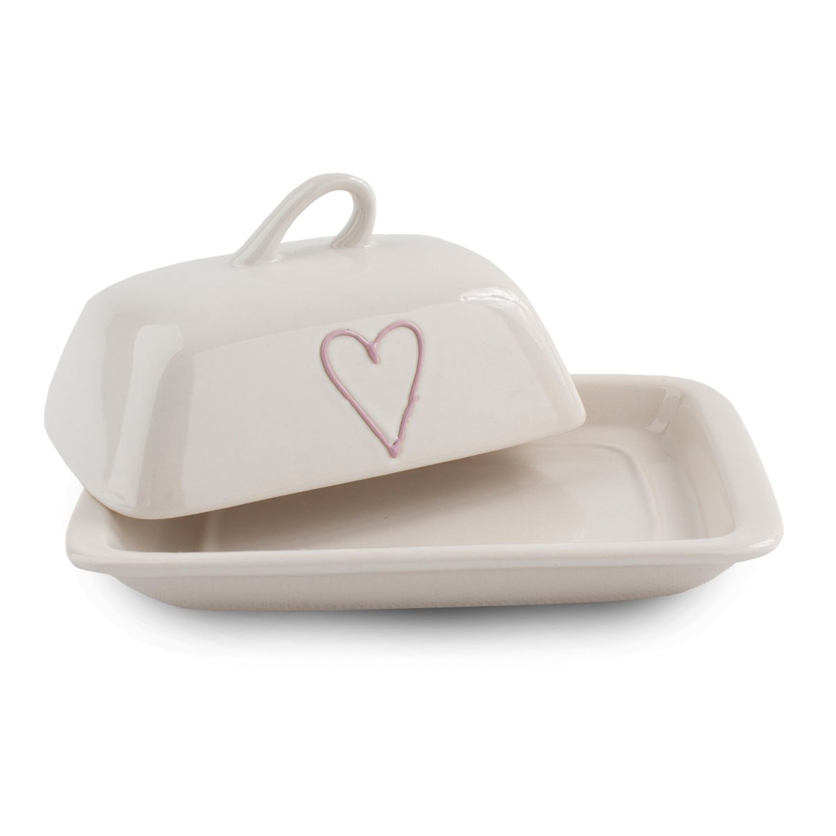 Keramická máslenka Heart, ružová