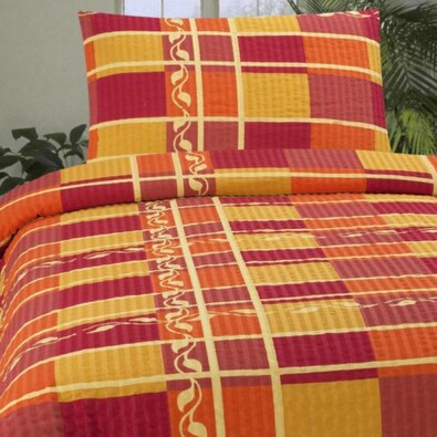 Krepové obliečky Oriente oranžová, 140x200, 70x90 , červená + oranžová, 140 x 200 cm, 70 x 90 cm