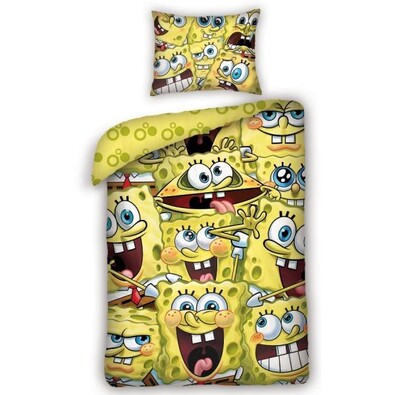 Detské bavlnené obliečky Sponge Bob, 140 x 200 cm, 70 x 80 cm