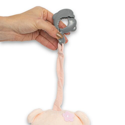 Baby Mix Jucărie de pluș pentru copii cu mecanismde redare și clip Ursuleț roz, 24 cm
