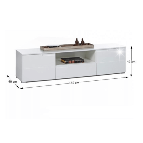 Televízny stolík SPICE, lesklá biela