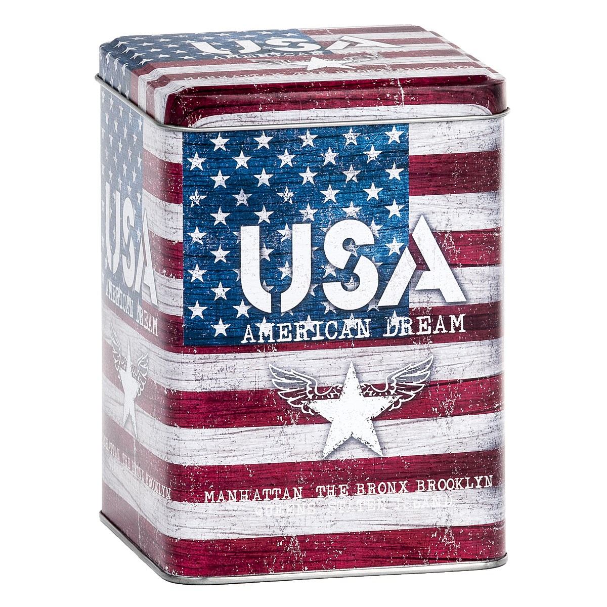 Plechová dóza USA červená
