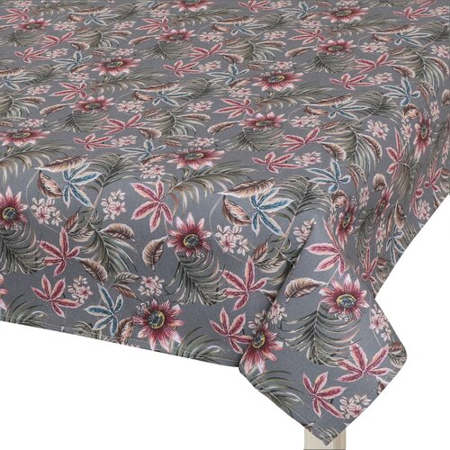 Bellatex Tischtuch DITA Passionsblume grau/weinrot, 120 x 200 cm