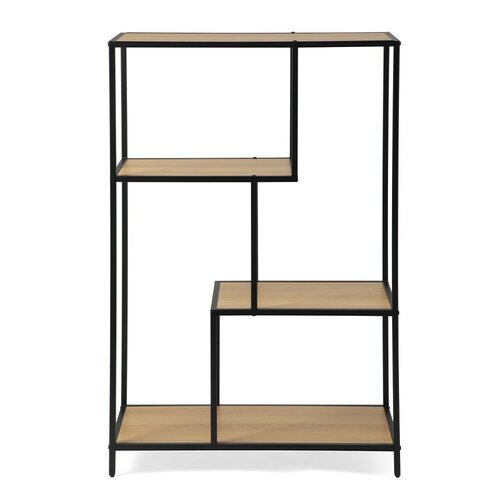 Kovový regál LOFTY GRID Low Oak, 114 x 77 cm
