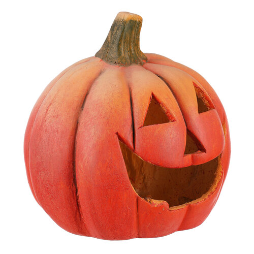 Svečnik izrezana buča oranžna, terakota, pr. 26 cm