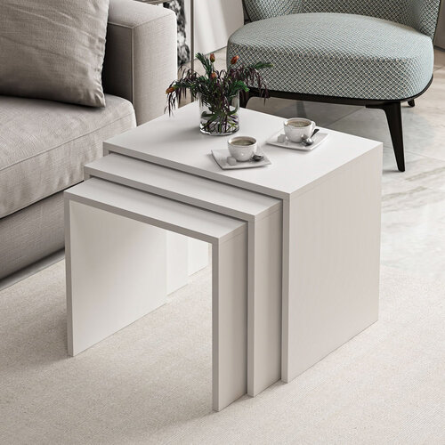 Odkladací stolík Alya White, 3 ks