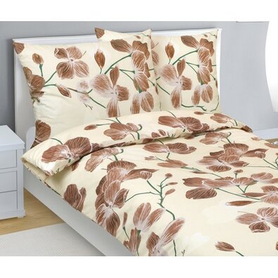 Bellatex Pościel bawełniana Ogród beżowy, 140 x 200 cm, 70 x 90 cm
