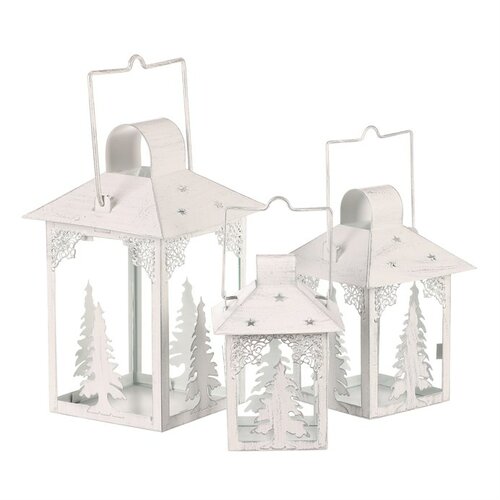 Набір металевих ліхтарів Ялинки, 3 шт., білий