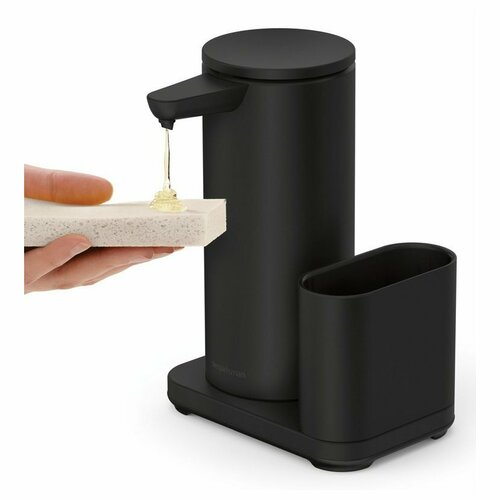 Simplehuman Bezdotykový dávkovač mydla + podložka na hubku, čierna