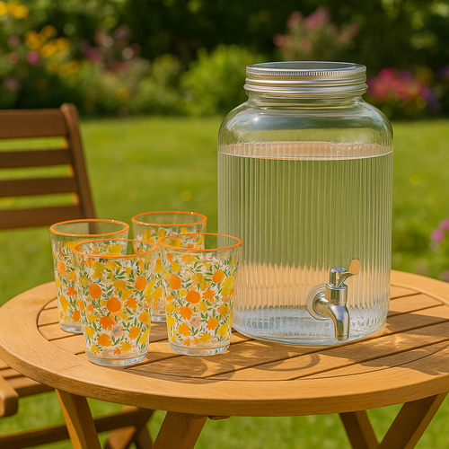 EH Getränkespender aus Glas mit Zapfhahn 4 l
