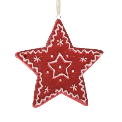 Decorațiune ceramică suspendată Stea, 9 x 8,7 x 1cm, roșu turtă dulce