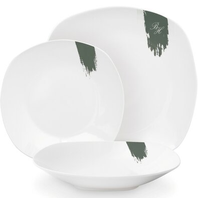 BerlingerHaus 18-częściowy zestaw talerzy Matte Green, biało-zielony