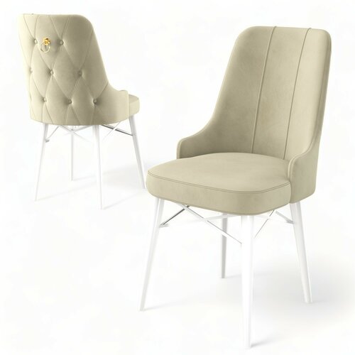 Set de scaune de sufragerie Pare Cream and White,6 buc.