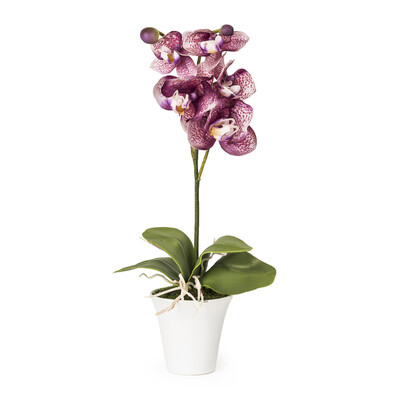 Umělá orchidea v květináči fialová