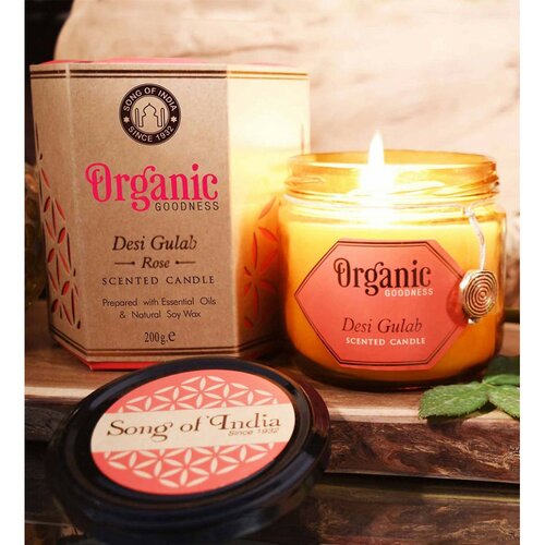 Přírodní vonná sojová svíčka Desi Gulab - Rose 200 g v jantarovém skle
