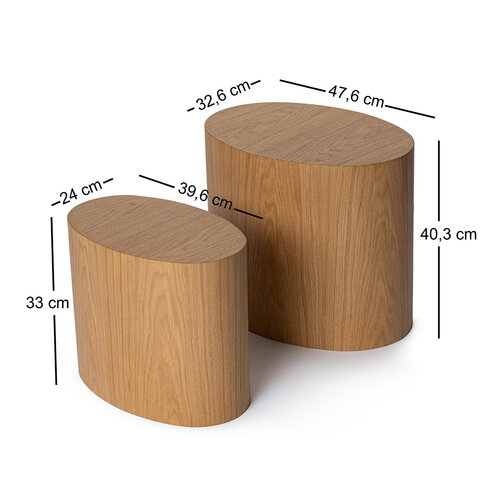 Odkládací stolek Elipse Set Oak, 2 ks