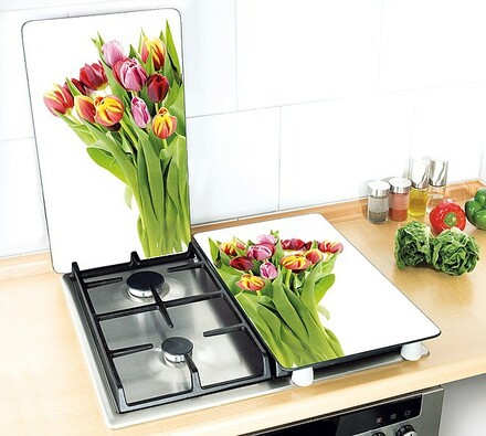 Kryty na sporák - tulipány, 2 kusy, vícebarevná