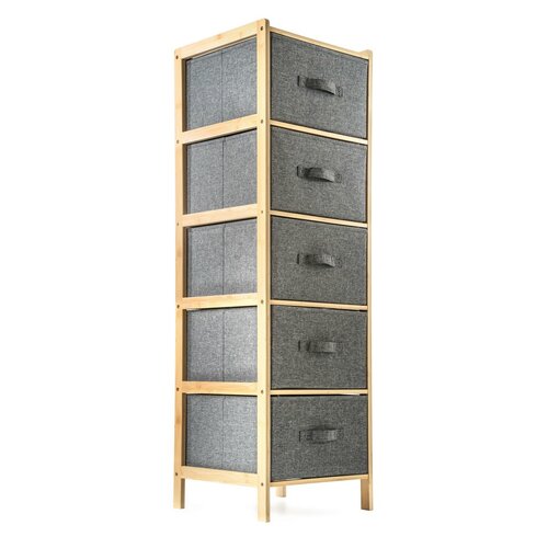 Raft din bambus cu coșuri G21, 5 etajere, gri