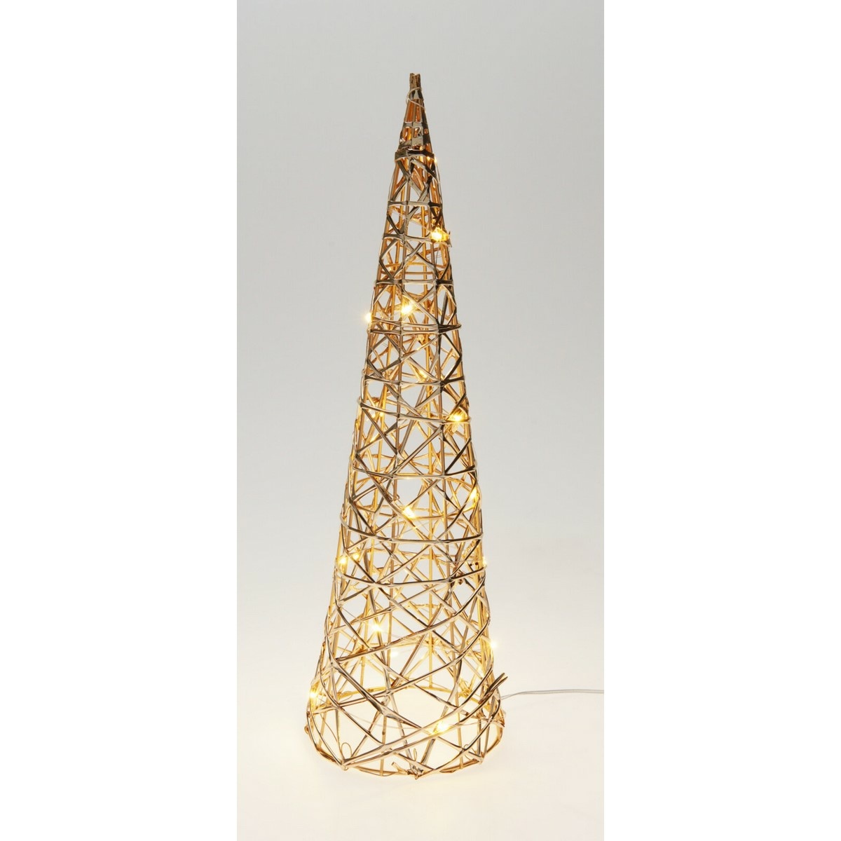 Świąteczny stożek świecący Champagne, 40 x 12 cm, 20 mikrodiod LED, na baterie, 40 cm