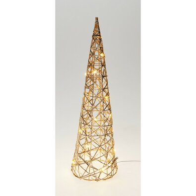 Świąteczny stożek świecący Champagne, 40 x 12 cm, 20 mikrodiod LED, na baterie