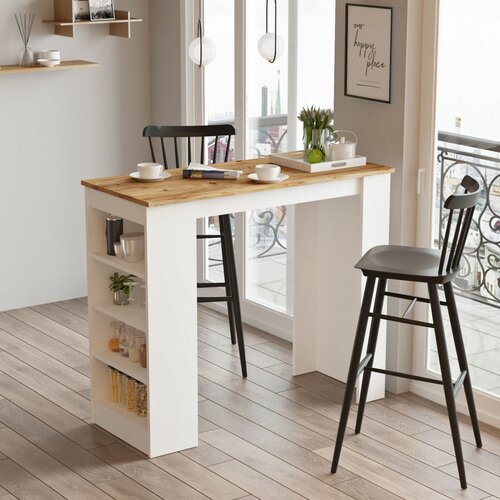 Masă de bar Lux White and Atlantic Pine