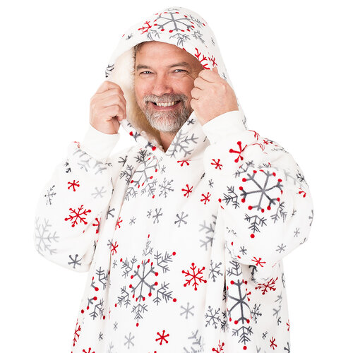 4Home Sweatshirt Mikroplüsch in Lammfelloptik Snowflakes, unisex L - Herren