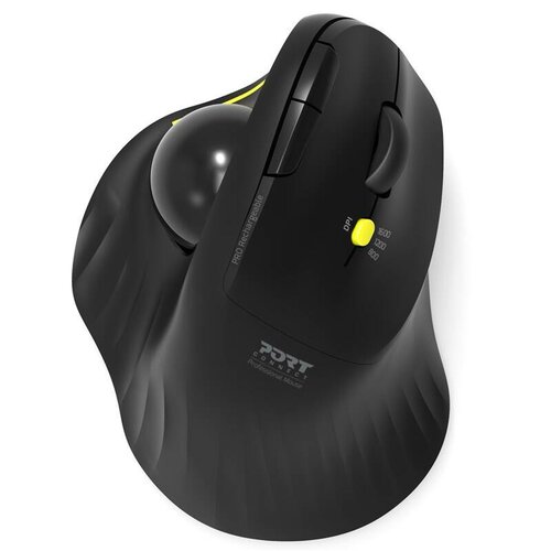 Obrázok PORT CONNECT ERGONOMIC TRACKBALL, bezdrátová ergonomická myš, 2,4 Ghz & Bluetooth®, USB-A/C, černá