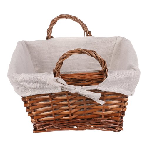 Pletena košara z blago rjava, 35 x 25 x 13 cm