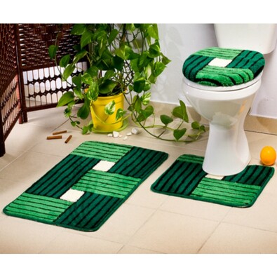Kúpeľňové predložky Borneo tmavo zelená, sada 3 ks