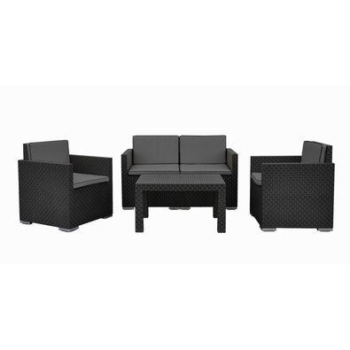 Kerti szett Rattan, 4 db, antracit
