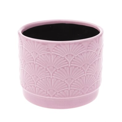Ceramiczna osłonka na doniczkę Shells, różowy, 10,5 x 8,5 x 8 cm