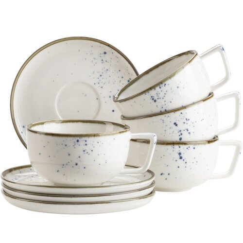 Mäser Set de 8 cești de cafea Pintar White cupuncte albastre