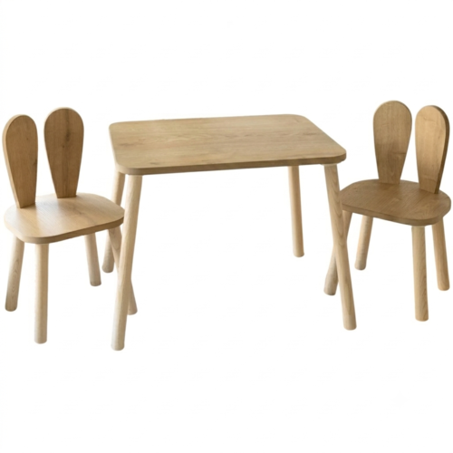Set pentru copii cu măsuță și 2 scaune Bunny TwoChair Set - Brown
