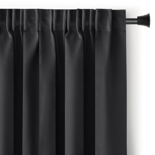 AmeliaHome Závěs Blackout Oxford Pleat černá, 140 x 245 cm